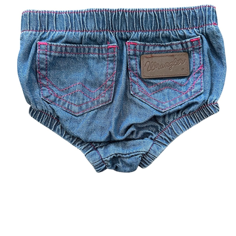 Wrangler Blue Denim Diaper Cover with Pink Stitching Size 3m - Picture 2 of 4